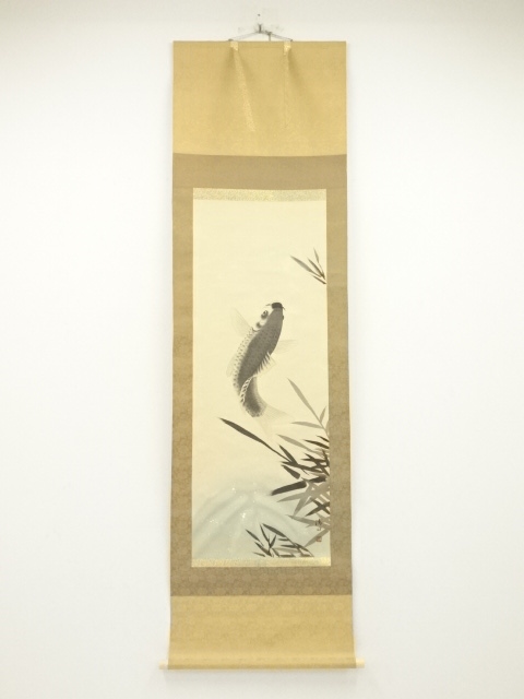 JAPANESE HANGING SCROLL / HAND PAINTED / CARP